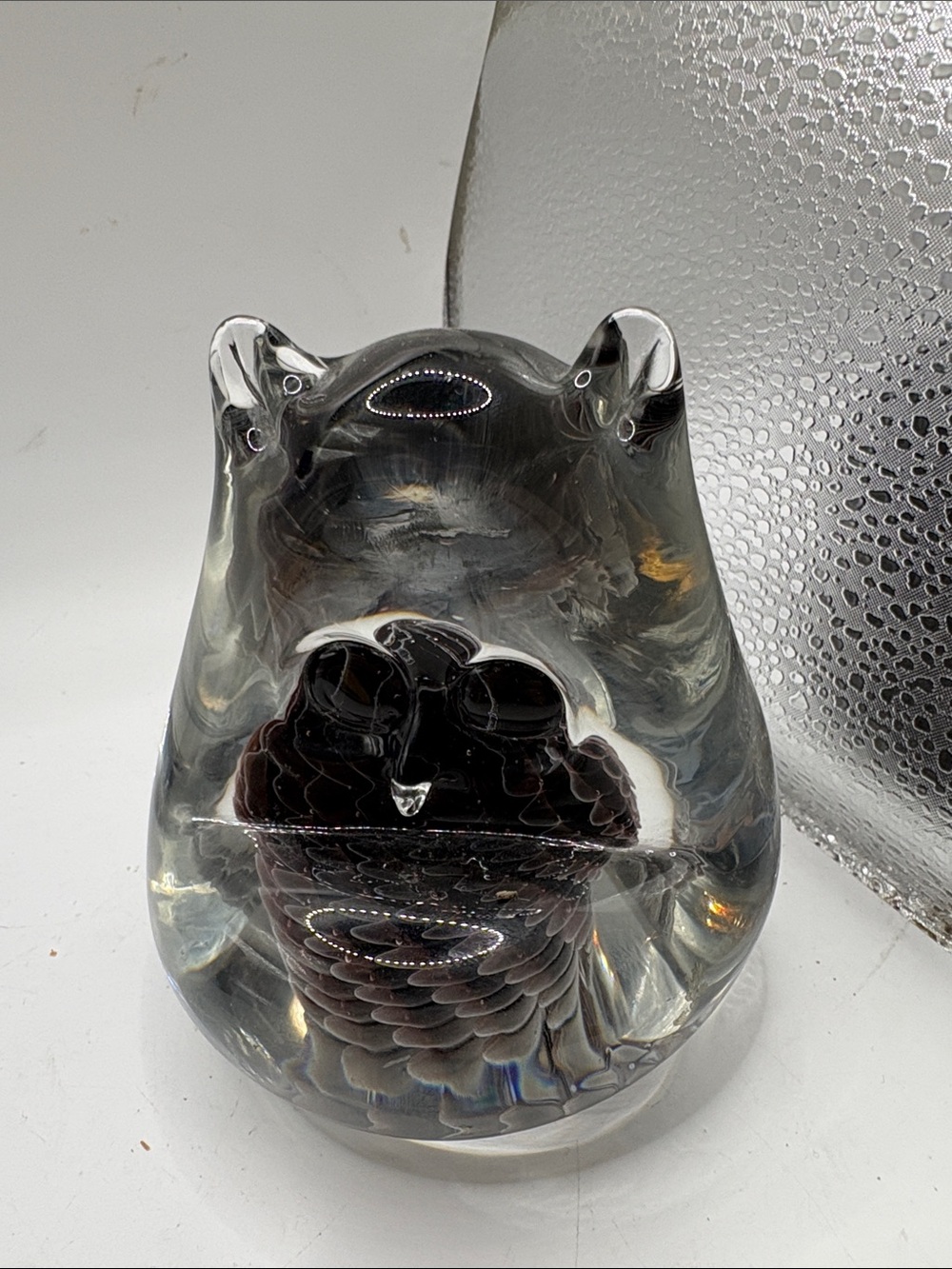 FM Konstglas Sweden Owl Paperweight